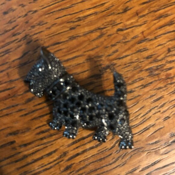 Pins Scottie Dog Black Rhinestone Silver Vtg Pin - Picture 2 of 6